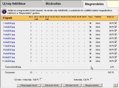 Feltöltött képek listája