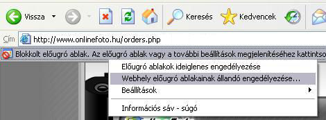 Blokkolt előugró ablak engedélyezése Internet Explorer 6-ban